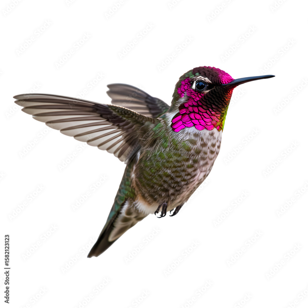 Fototapeta premium Anna's Hummingbird in Flight: Vibrant Wings, Stunning Detail