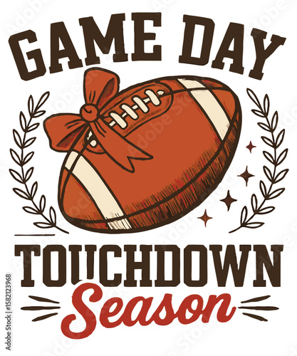 Retro Fall Football Game Day PNG | Cute Raccoon, Helmets, Bows, Pumpkins, Touchdown Season, Preppy Autumn Sports Clipart for Sublimation