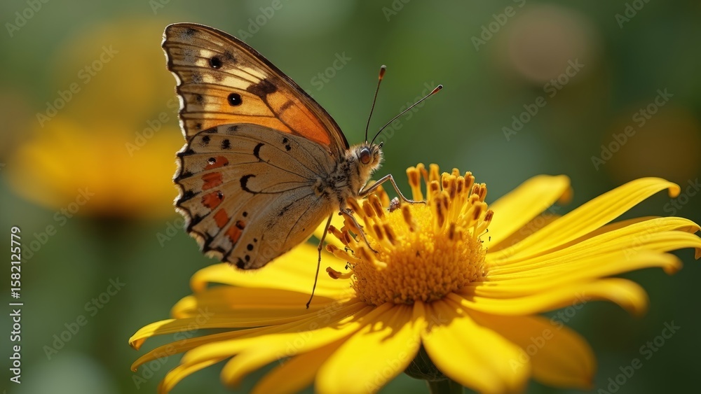 Butterfly Yellow Flower Natural Close up Butterfly Yellow Flower Natural Close up