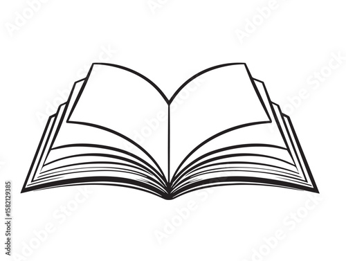 Line art open book for creative designs