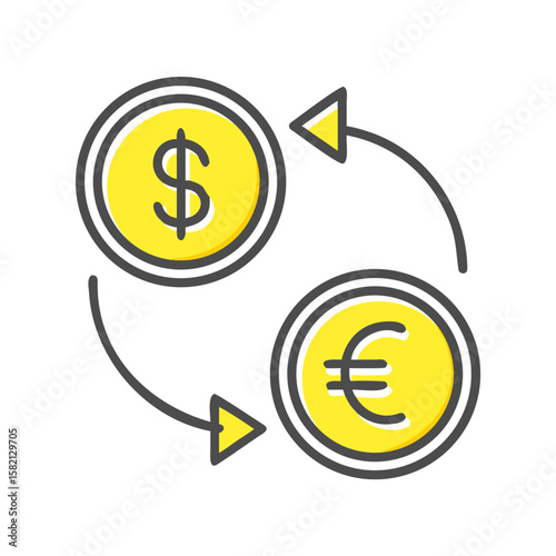 Dollar and Euro currency exchange symbols in a simple design  
