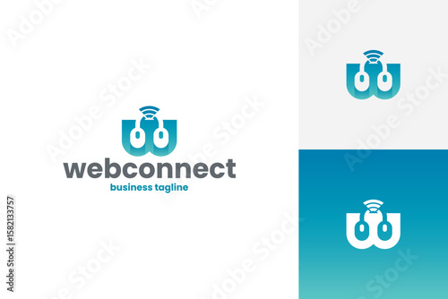 web connect w letter logo vector