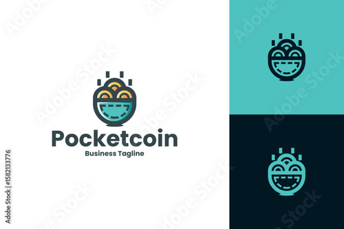 pocket coin saving logo vector