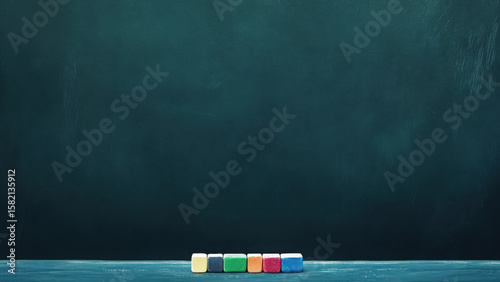 Chalk sticks on blackboard background for creative education design
