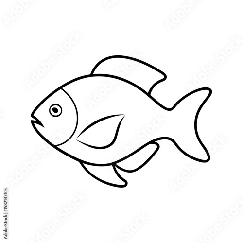 Oscar Fish Line Drawing Underwater Design
