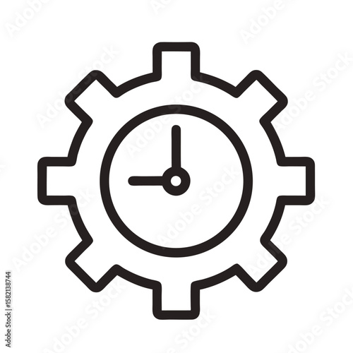 Clock gear icon representing time management and efficiency