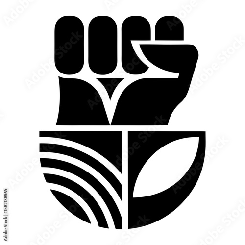 Stylized Black Fist and Leaf Icon