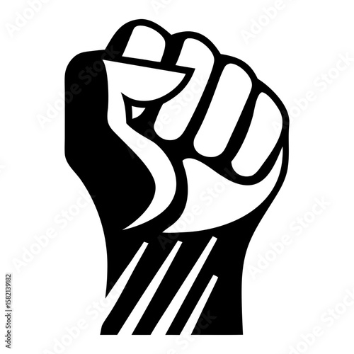 Stylized Black and White Fist Icon