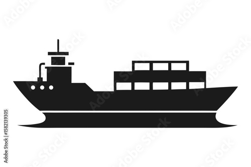 Simple Black Ship Icon Design