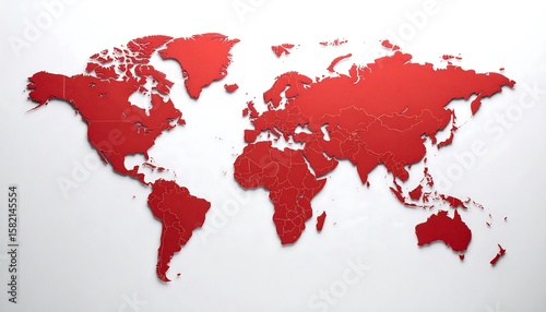 Fototapeta Naklejka Na Ścianę i Meble -  Red world map on white background