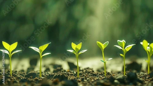 the plants started to grow green.Seamless 4k time-lapse virtual video animation