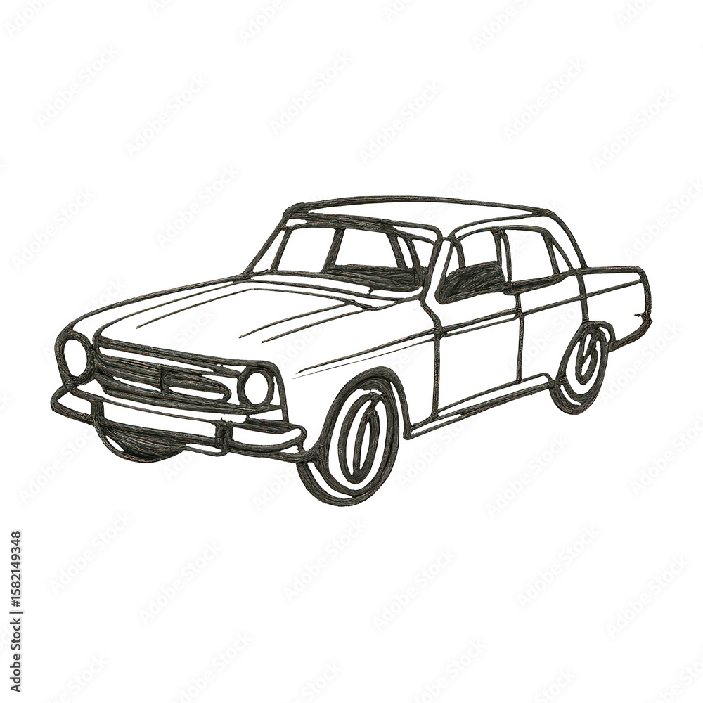 Naklejka premium PNG Vintage car sketch illustration