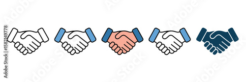Handshake Icon Set Featuring Multiple Styles