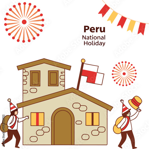 peru national celebration house flag people dance joy