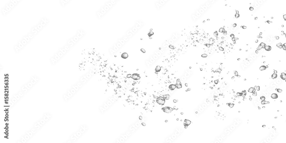 Foto Dynamic realistic water bubbles flowing right