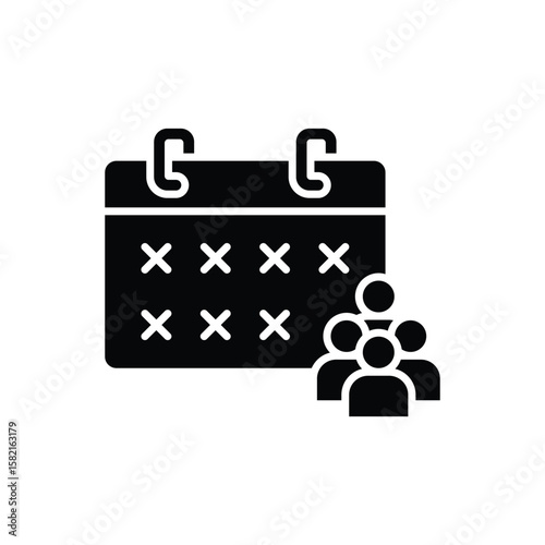 Staff Absence Calendar Icon. Glyph Style. Vector. Empty Work Schedule with Team Members. Labor Shortage Problem. Workforce Availability Issue. HR Planning and Employee Gap Symbol
