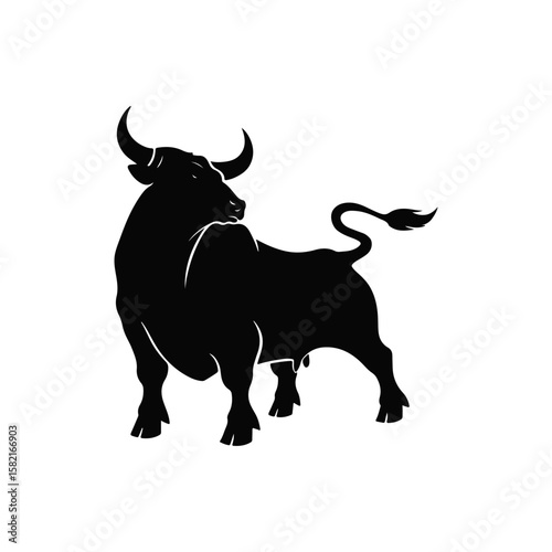 Bull silhouette icon. strength and perseverance symbol. vector image of animal