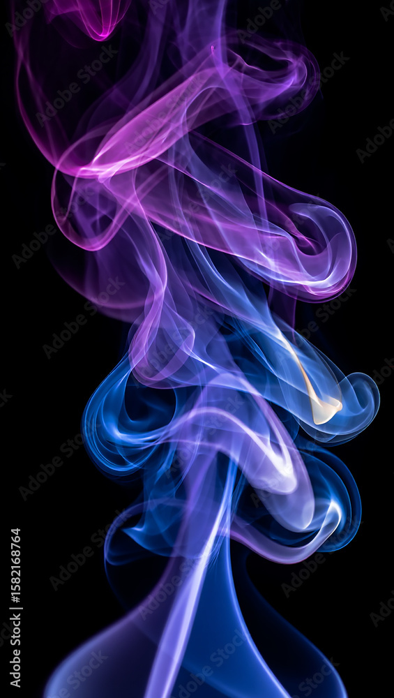 Obraz premium Swirling purple and blue smoke tendrils wisps abstract
