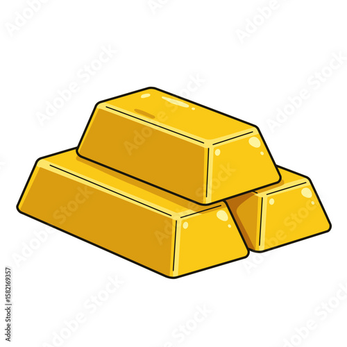 A vibrant illustration showcases a stack of golden bars, symbolizing wealth, investment, and financial success, perfect for economic and business-related content.