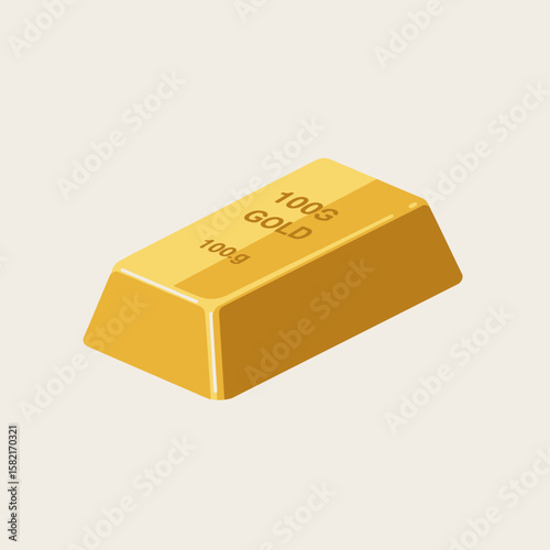 A digitally rendered illustration presents a gold bar, showcasing its shape and texture against a neutral background, symbolizing wealth and investment.