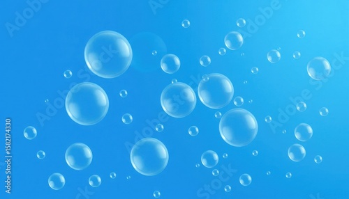 Wallpaper Mural Bubbles Floating in a Blue Background with Glossy Spheres for Decoration Torontodigital.ca