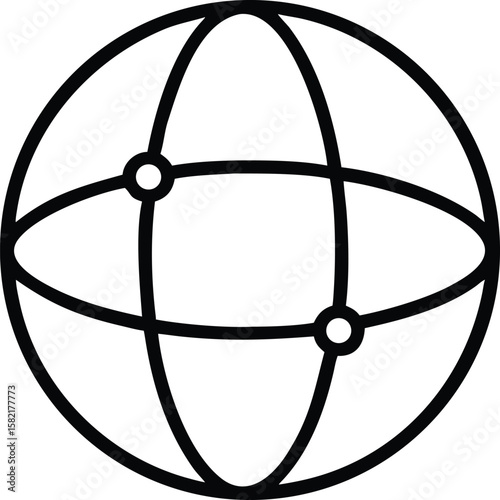 Global Network Connection: Abstract Sphere with Interconnected Nodes, Modern Technology Design Element