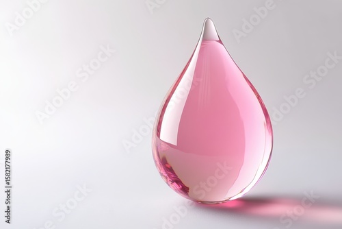 Delicate pink essence trapped in a teardrop of glass a symbol of fragility and in white background. Generative Ai