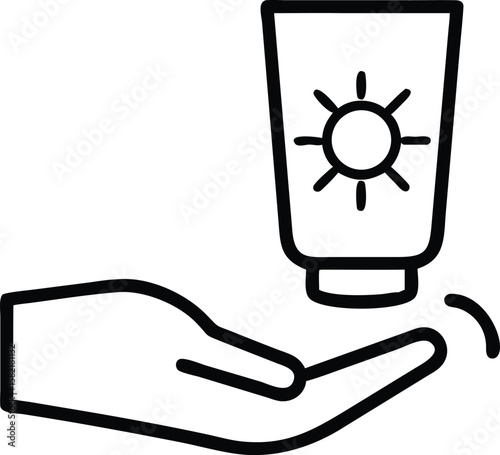 Applying Sunscreen Lotion: Hand Receiving Bottle of Sunblock for UV Protection