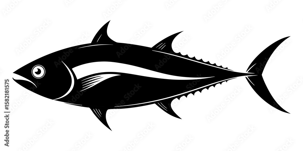 Fototapeta premium tuna black vector silhouette on white background animal.