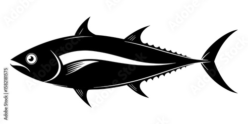 tuna black vector silhouette on white background animal.