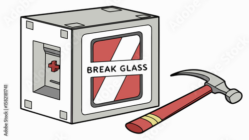Emergency break glass hammer safety box