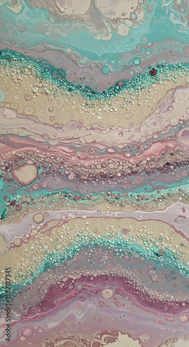 Abstract Fluid Acrylic Pour Painting Seascape Art