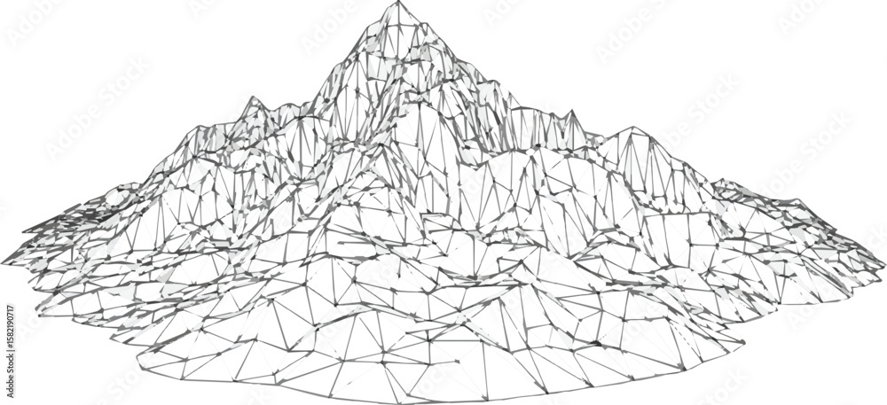 Fototapeta premium Create a Peaks in a Single Line: The Geometry of Nature vector art with white background.