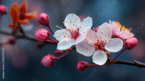 Delicate Spring Blossoms: A Close-Up of Cherry Blossoms