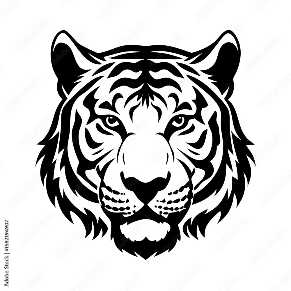 Fototapeta premium Vector tiger head silhouette illustration isolate On A White Background 