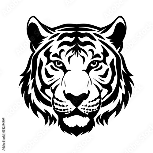 Vector tiger head silhouette illustration isolate On A White Background 