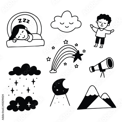 Line art food and agriculture tools 