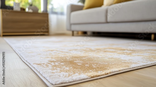Elegant Beige and White Rug in Modern Living Room