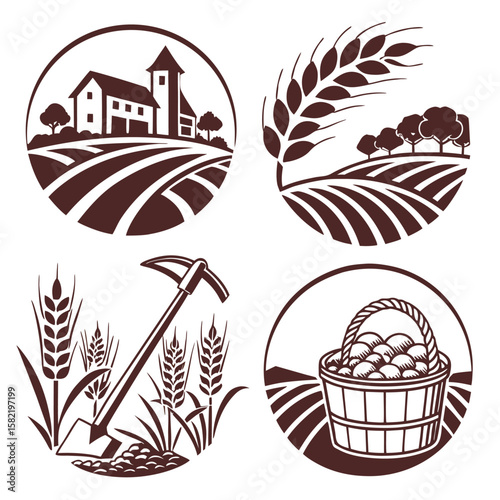 Line art food and agriculture tools 
