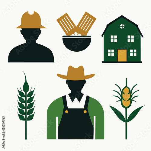 Line art food and agriculture tools 