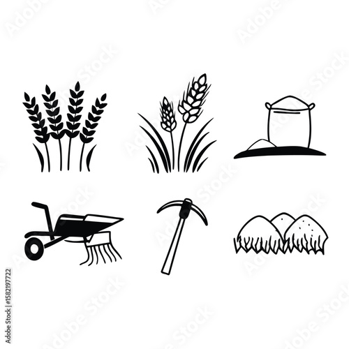 Line art food and agriculture tools 