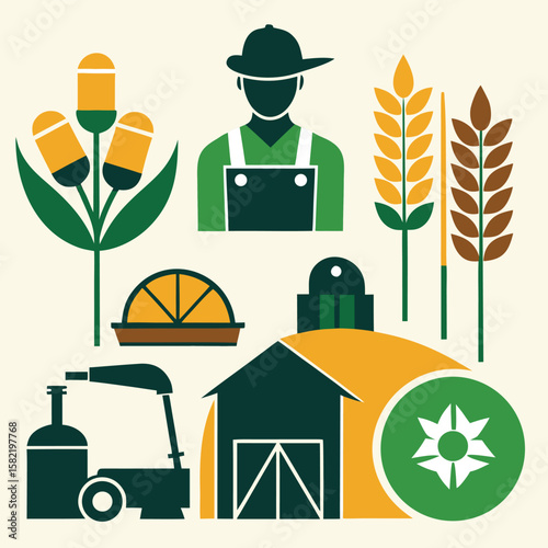 Line art food and agriculture tools 