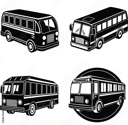 Line art bus vector art design 