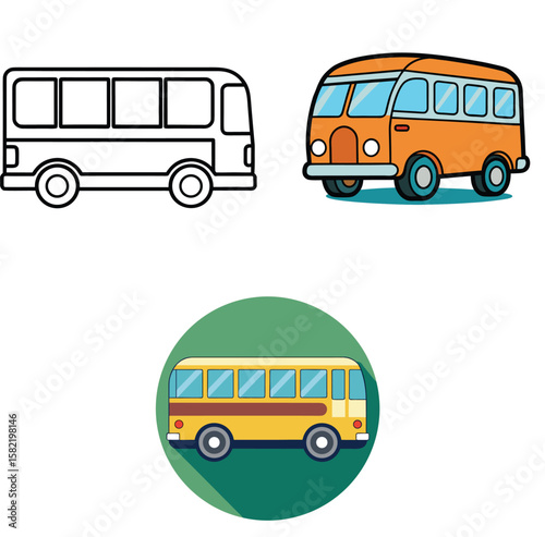 Line art bus vector art design 