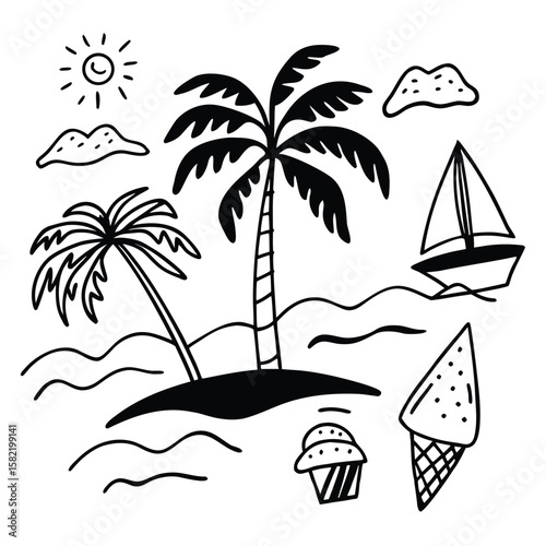 Enjoy summer tree palm vector 