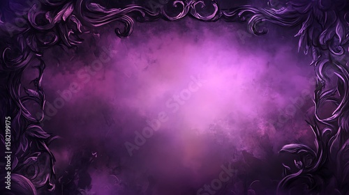 Dark, floral frame with hazy purple background