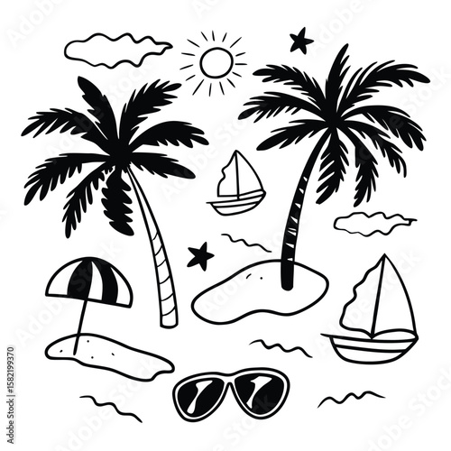 Enjoy summer tree palm vector 