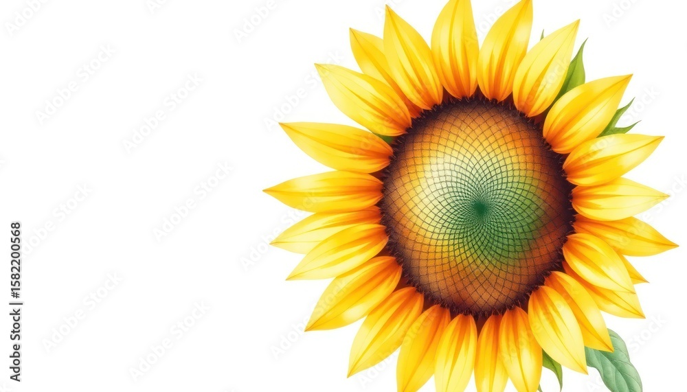Fototapeta premium Close-up of a beautiful sunflower against a white background