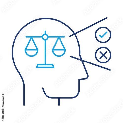 Decision Making – Scales Representing Balanced Judgments and Rational Choices. Vector Icon
