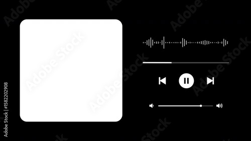 animation Audio music player timeline bar moving with track with transparent space